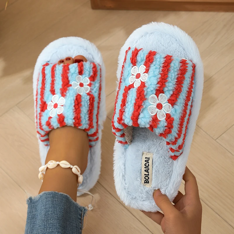 Sandal Bulu Bordir Bunga Berga - Women'S Fashion Korea ulasan dan harga