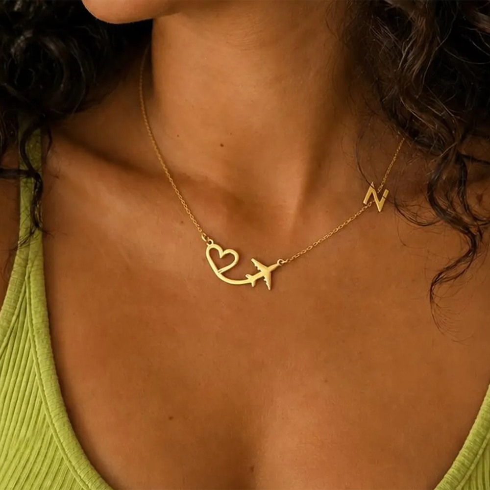 Kalung Liontin Inisial Pesawat - Women Fashion Names ulasan dan harga