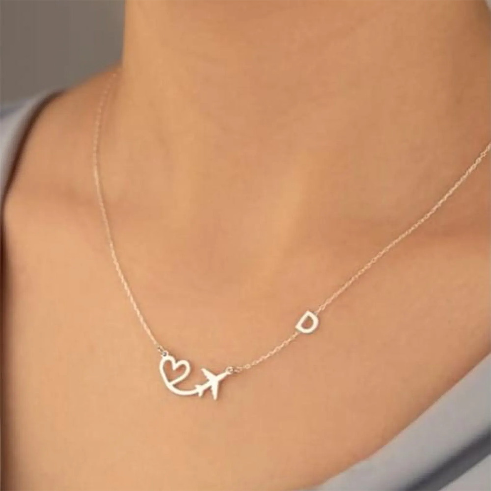 Kalung Liontin Inisial Pesawat - Women Fashion Names ulasan dan harga