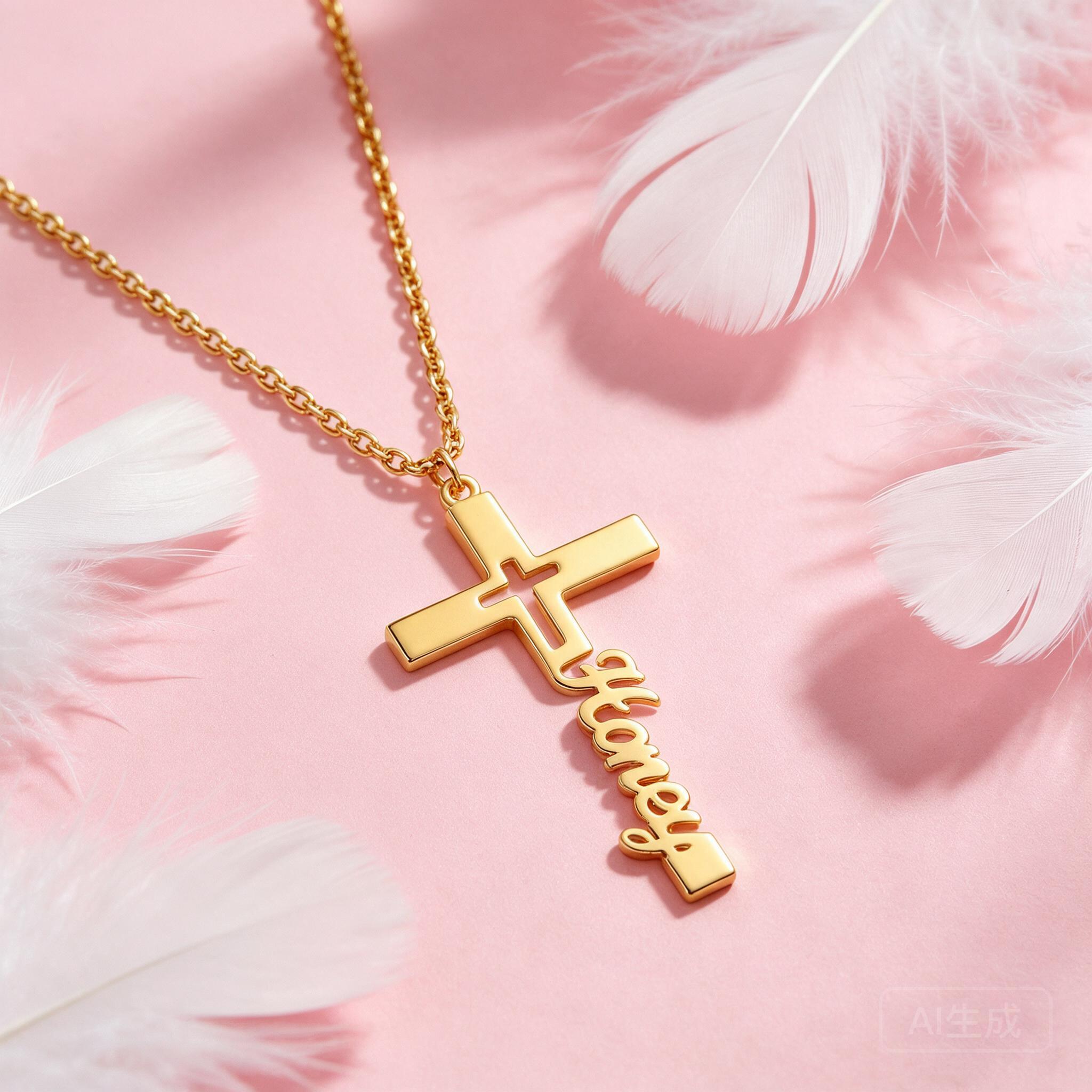 Kalung Salib dengan Ukiran Nam - Women Fashion Names ulasan dan harga