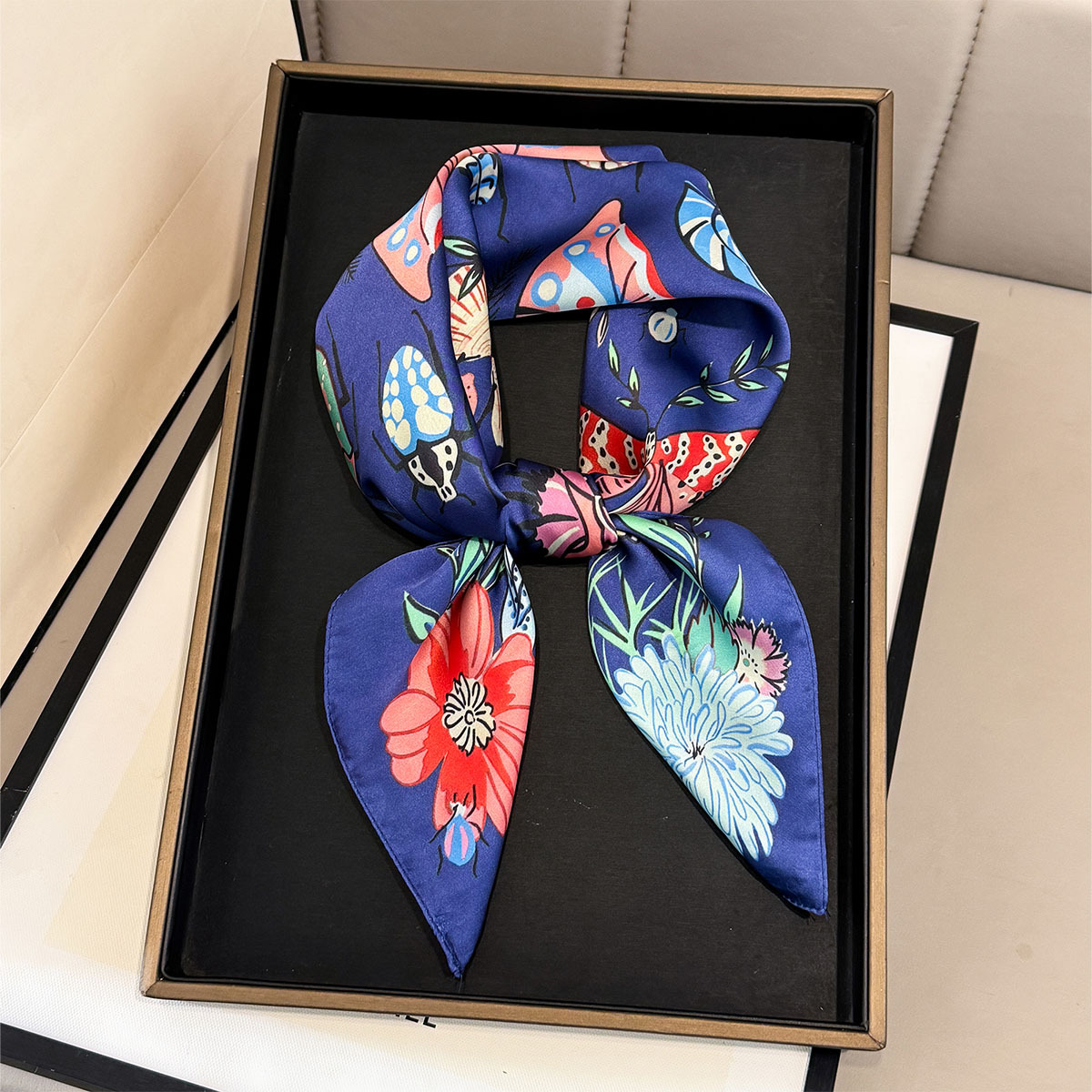Syal Sutra Motif Kupu-kupu Bar - Women Fashion Necktie ulasan dan harga
